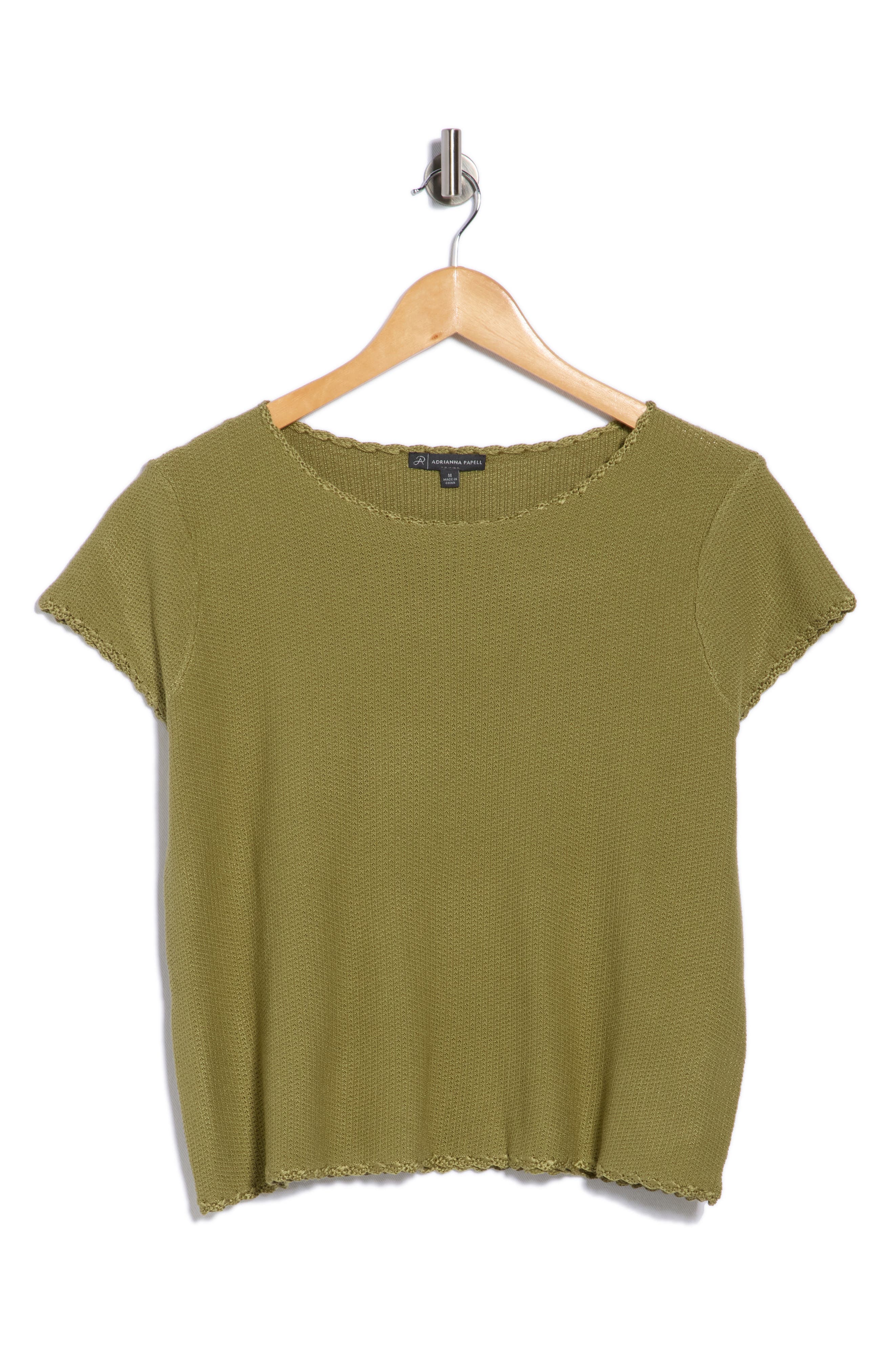 Adrianna Papell Boat Neck Cap Sleeve Seed Stitch Sweater