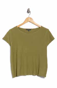 Adrianna Papell Boat Neck Cap Sleeve Seed Stitch Sweater