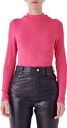 Endless Rose Sheen Stretch Mock Neck Top