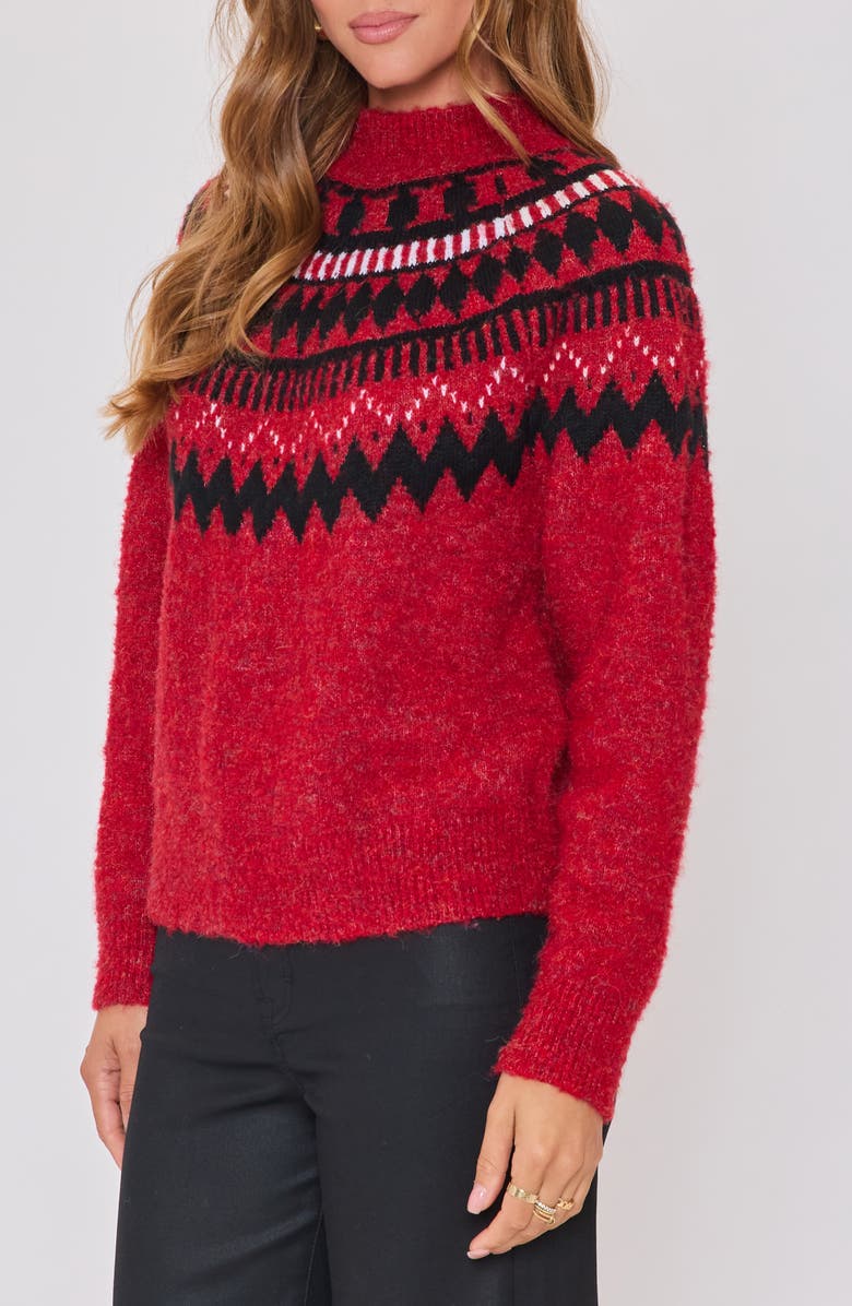 VICI Collection Aprés Ski Fair Isle Mock Neck Sweater, Alternate, color, Red