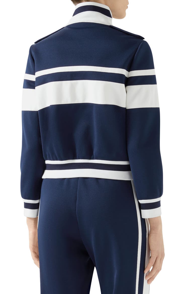Stripe Piqué Track Jacket, Alternate, color, BLUE/ WHITE
