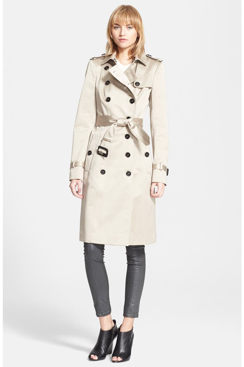 Belted Sateen Trench Coat, Main, color, TRENCH
