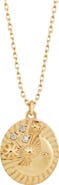 Spero London Moon Embossed Silhouette Sterling Silver Medal Necklace