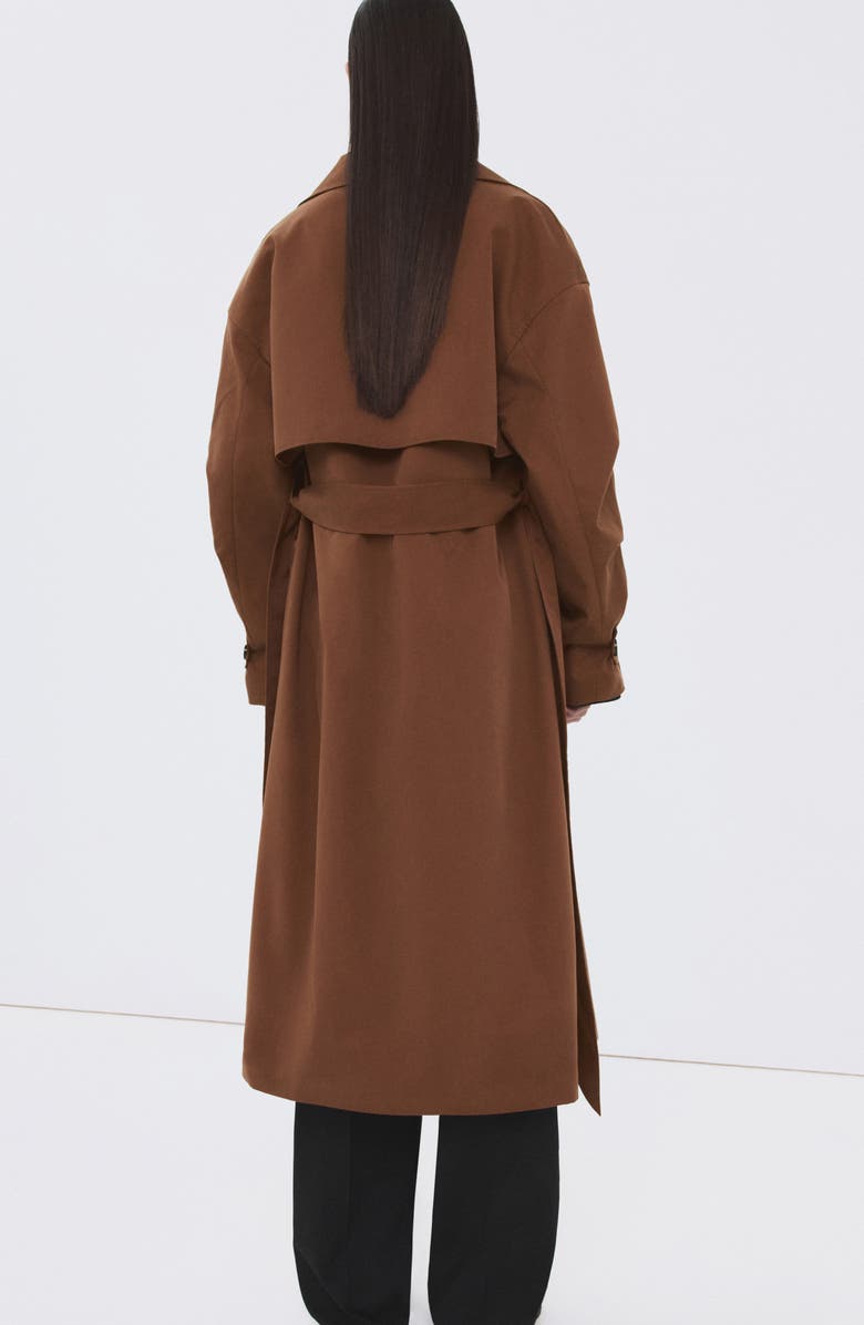 MANGO Long Double Breasted Trench Coat, Alternate, color, Brown