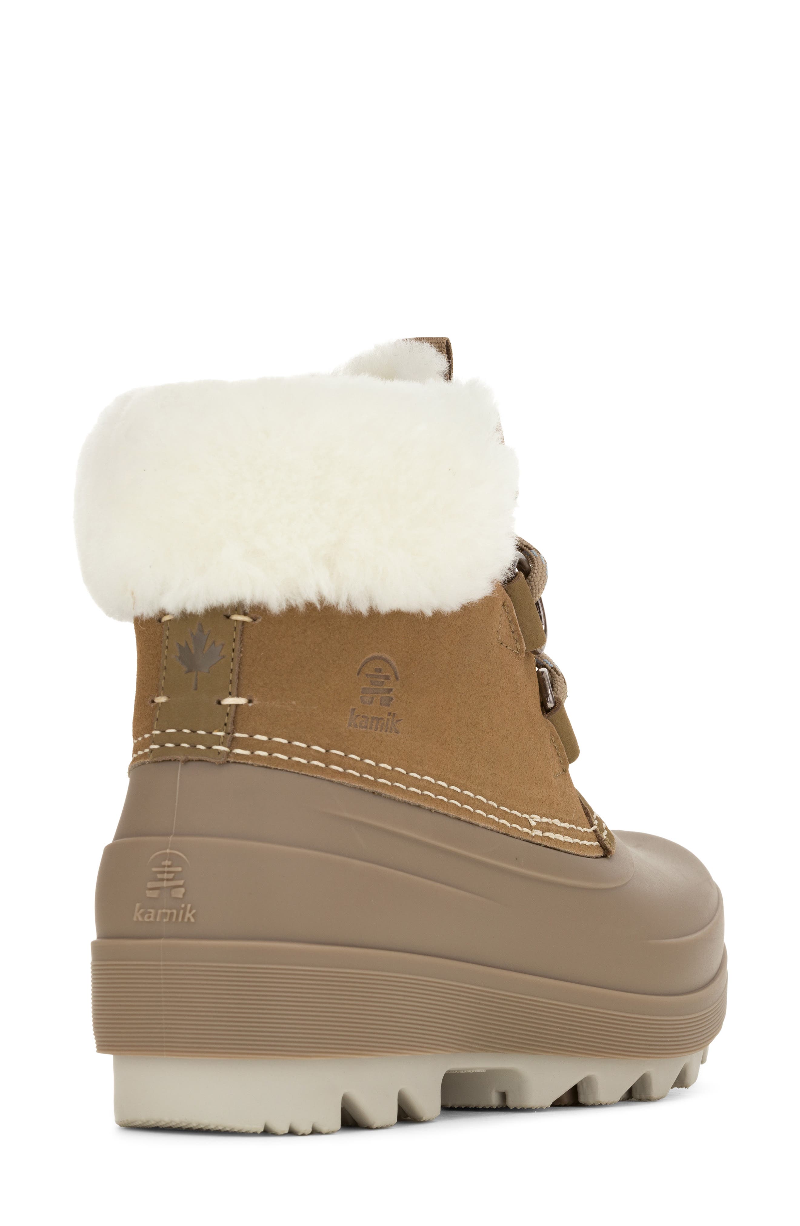 Lauren F Waterproof Leather Boot with Faux Fur Trim, Alternate, color, FOS
