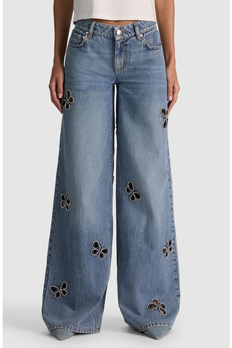 Amazing Embellished Wide Leg Jeans, Main, color, FIONA VINTAGE BLUE