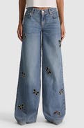 Alice + Olivia Amazing Embellished Wide Leg Jeans