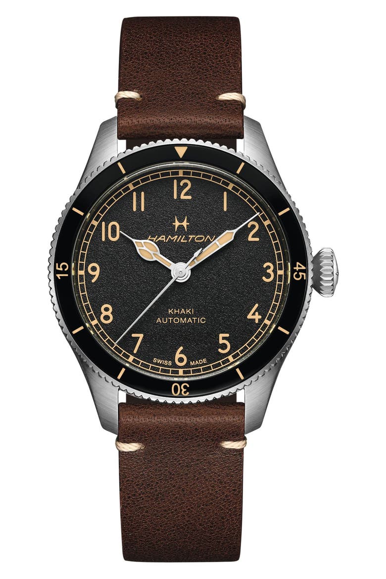 Khaki Aviation Pilot Pioneer Watch, 38mm, Main, color, BLACK