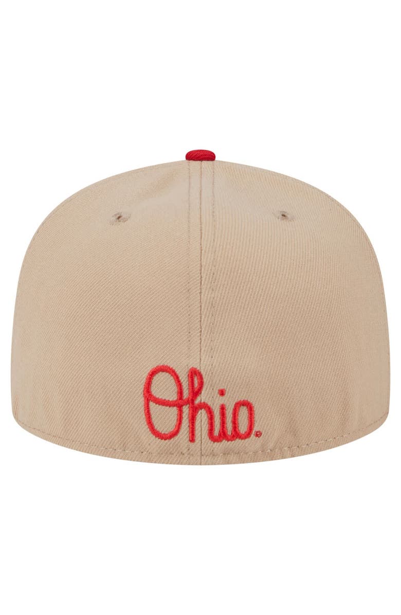 New Era Men's New Era  Khaki Ohio State Buckeyes Throwback Two-Tone 59FIFTY Fitted Hat, Alternate, color, 
