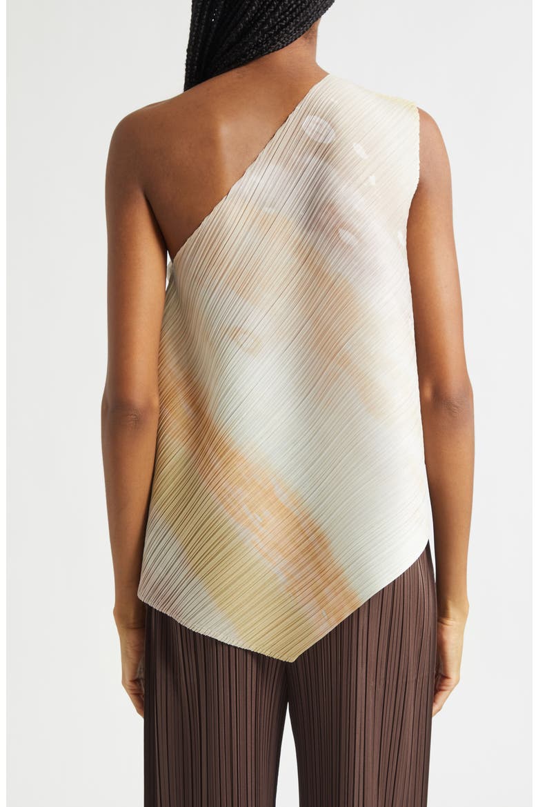 Sea Bubble Pleated One-Shoulder Top, Alternate, color, GREIGE