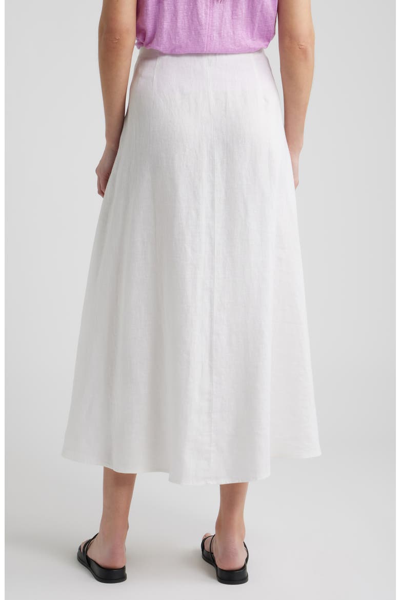 A-Line Organic Linen Midi Skirt, Alternate, color, WHITE