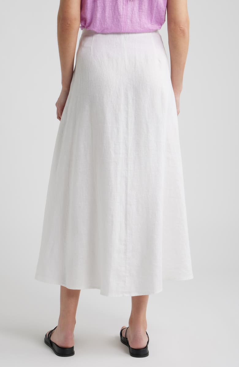 Eileen Fisher A-Line Organic Linen Midi Skirt, Alternate, color, White