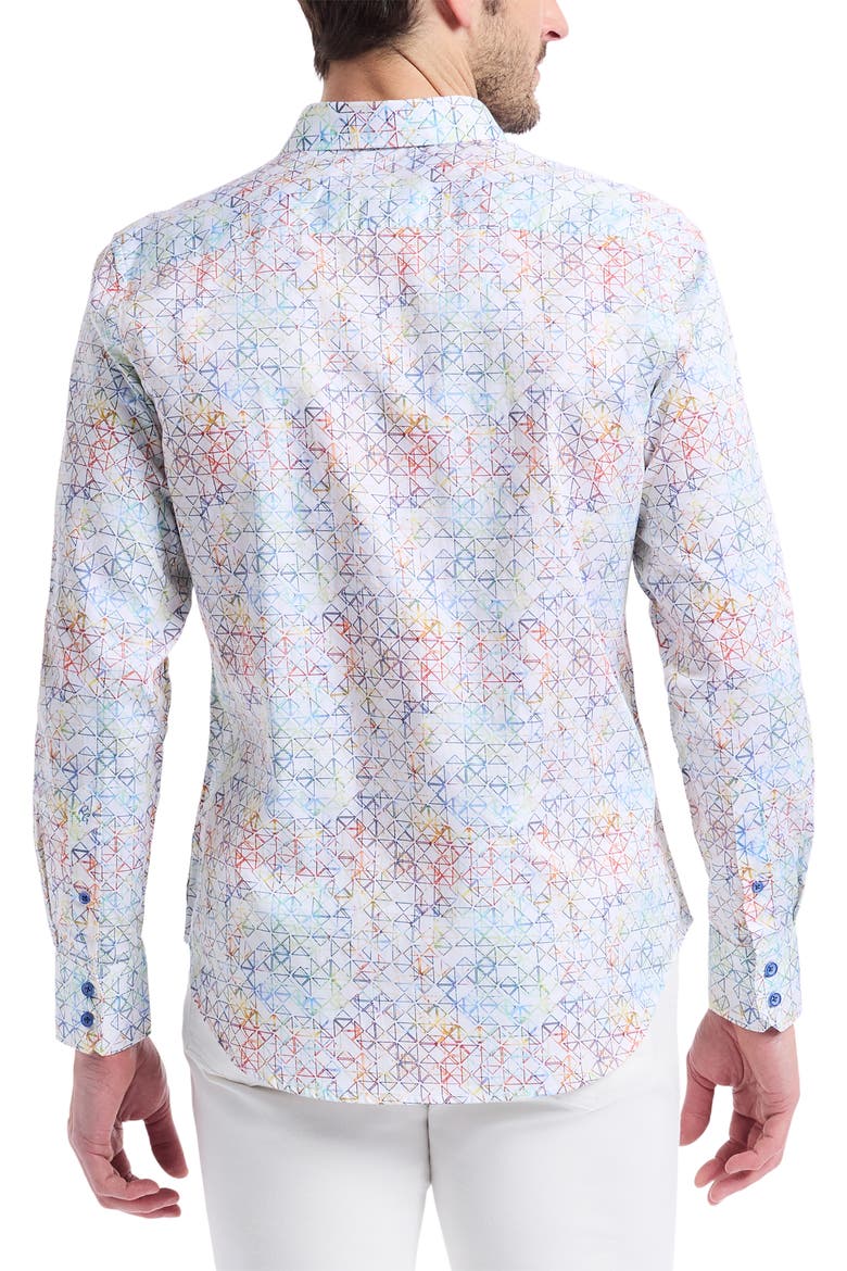 Geometric Cotton Button-Up Shirt, Alternate, color, MULTI