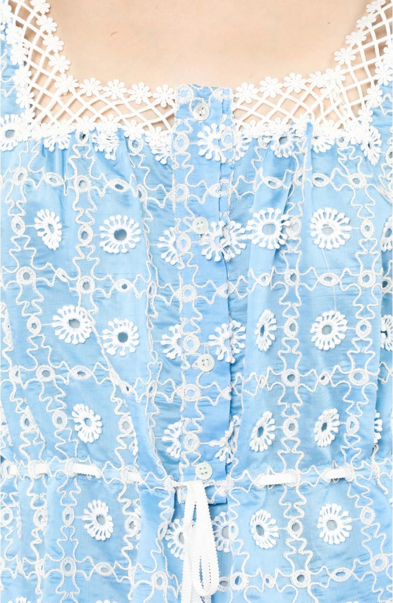 Anna Sui Lattice Lace Embroidery Top, Alternate, color, Baby Blue