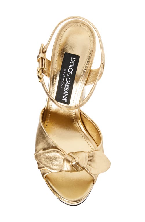 Dolce & Gabbana Knotted Metallic Leather Platform Sandals In Gold