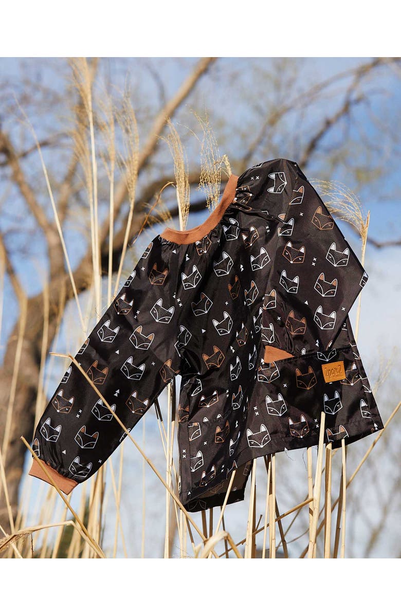 Deux par Deux Little Boy's School Apron Black Printed Fox, Alternate, color, 