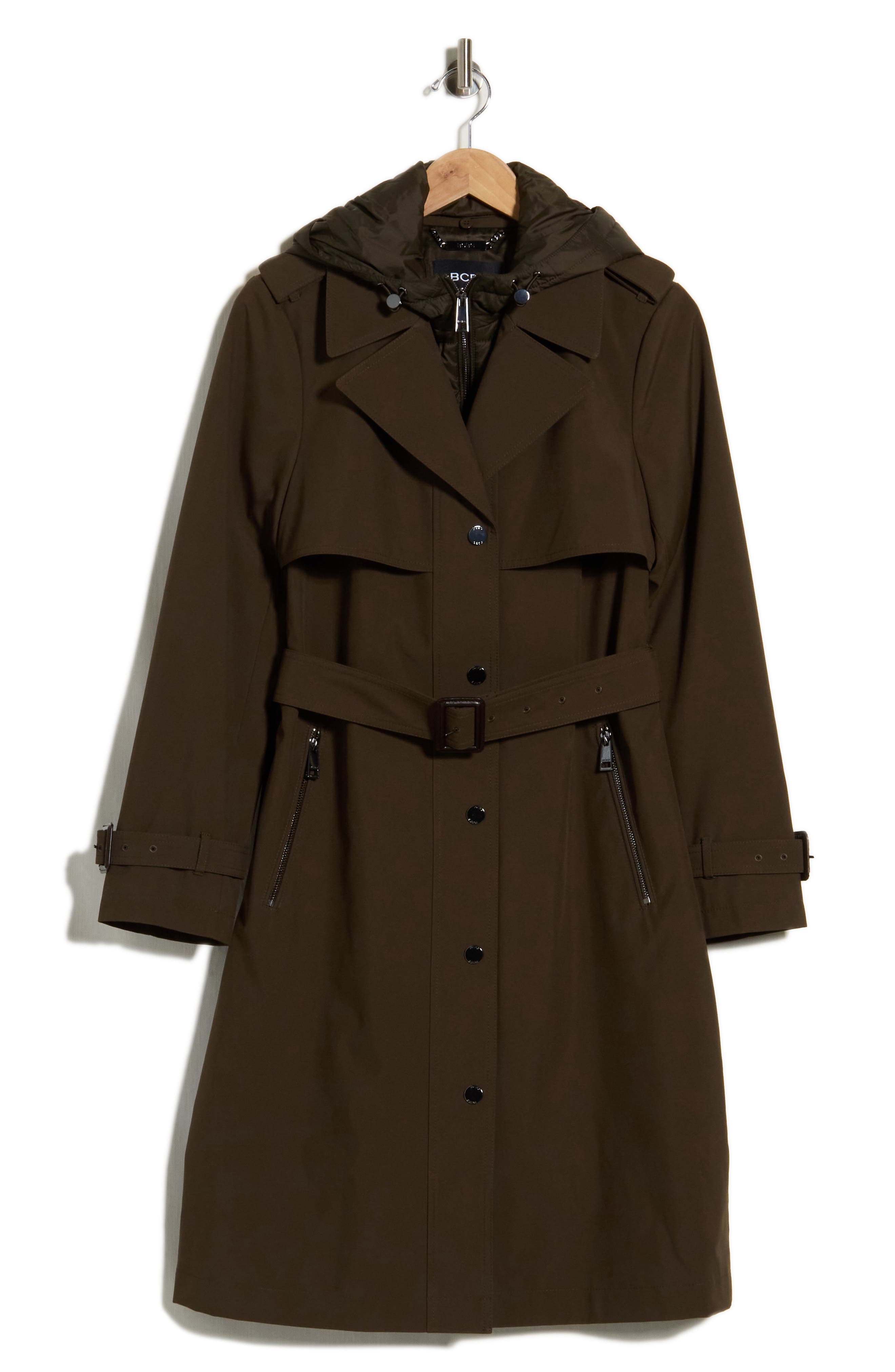 BCBGeneration Belted Water Resistant Raincoat with Bib (Women ...