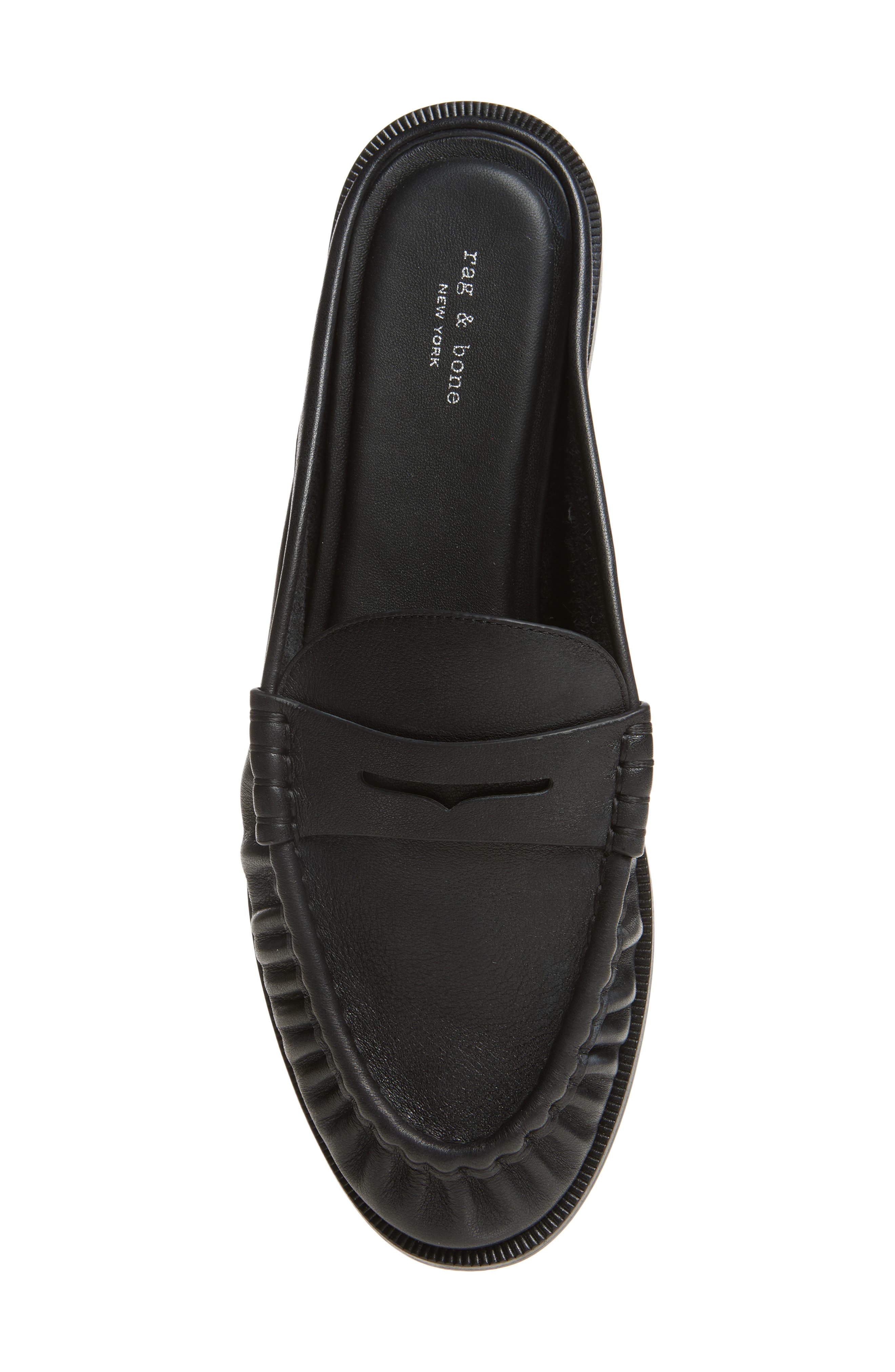Lexi Leather Flat Mule, Alternate, color, BLACK