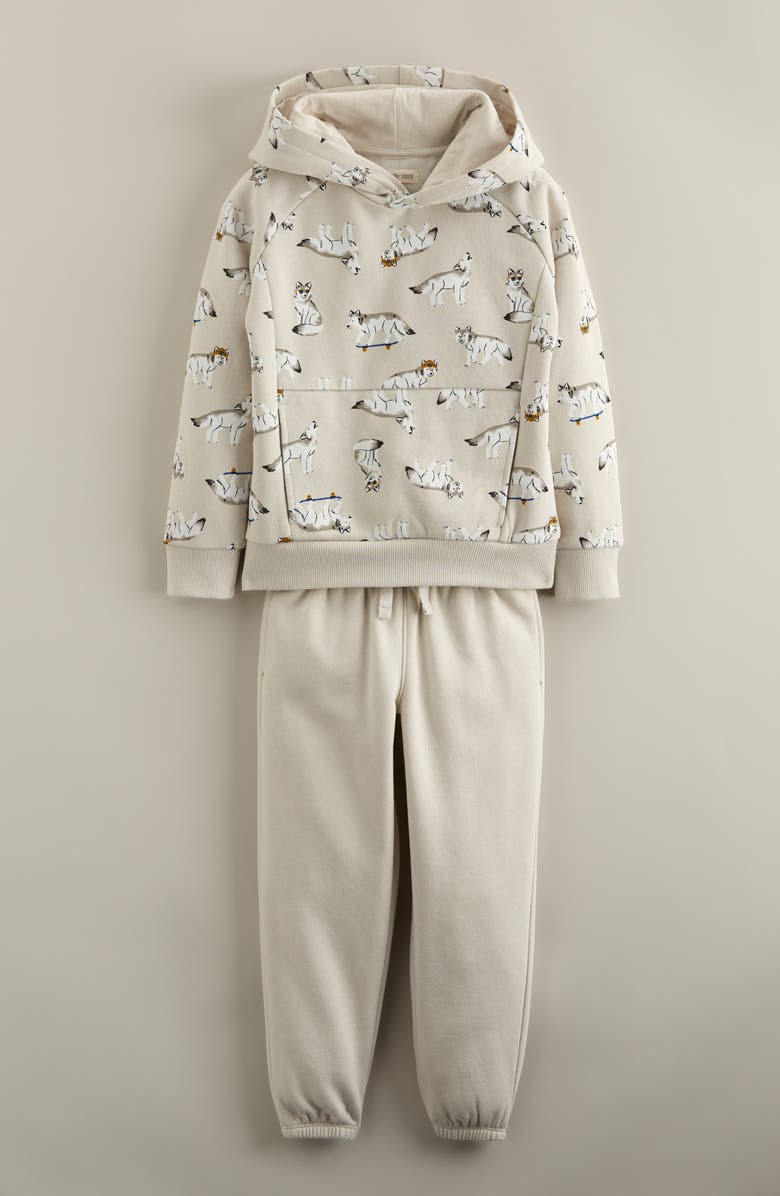Tucker + Tate Kids' Print Hoodie & Joggers Set, Main, color, Grey Wolf Pals- Grey