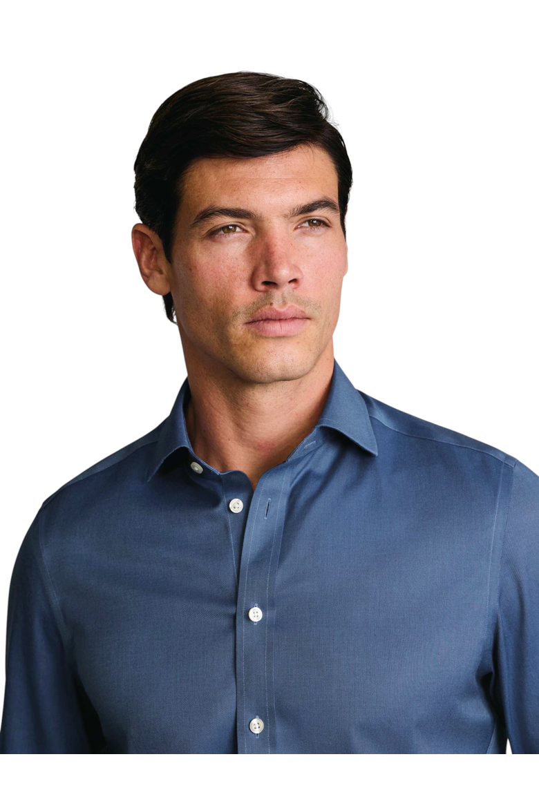 Non-Iron Twill Cutaway Collar Shirt, Alternate, color, Denim Blue