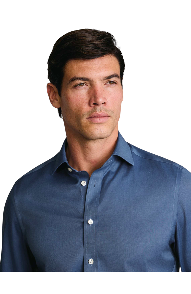 Charles Tyrwhitt Non-Iron Twill Cutaway Collar Shirt, Alternate, color, Denim Blue