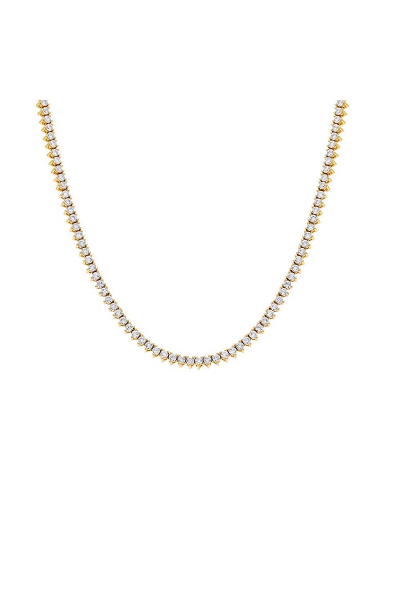 Thin Three Prong Tennis Necklace, Main, color, Gold - 16 Inch / 2 MM