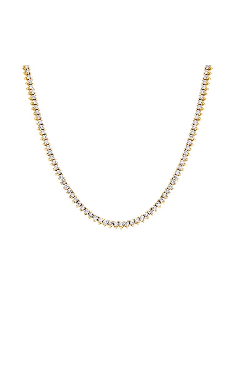 BY ADINA EDEN Thin Three Prong Tennis Necklace, Main, color, Gold - 16 Inch / 2 Mm