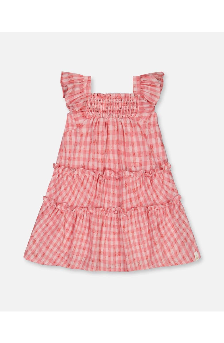Deux par Deux Baby Girl's Smocked Layered Dress With Frill Sleeve Checked Pink, Main, color, Checked Pink