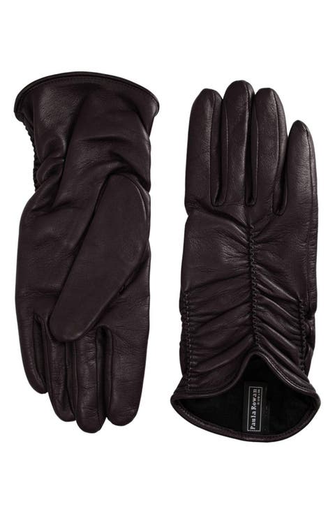 Renee Ruched Leather Gloves