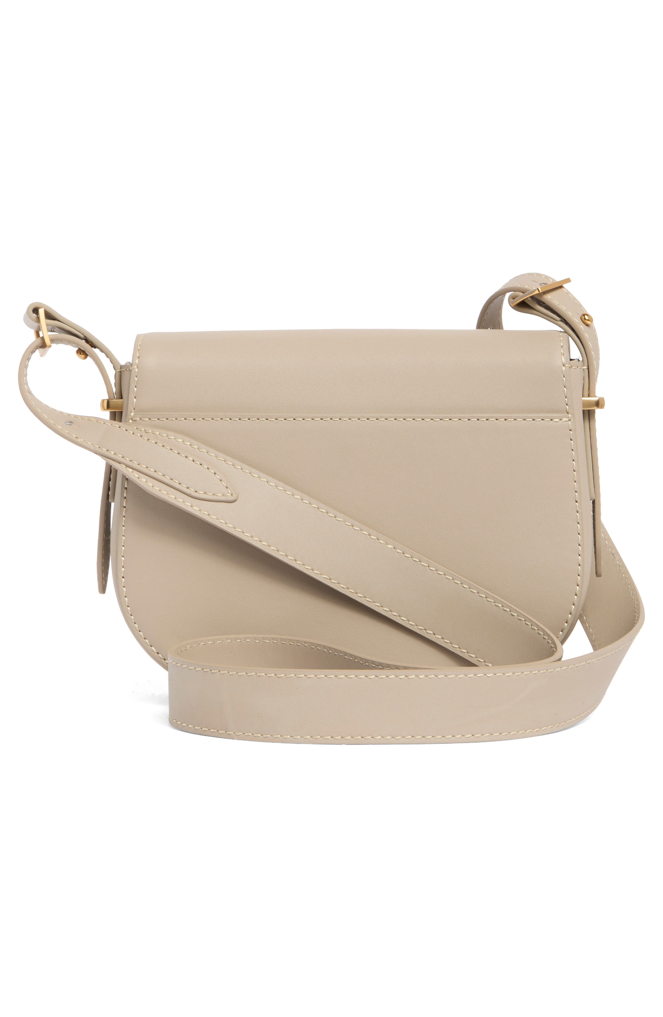 Sam Edelman Small Bay Leather Saddle Crossbody Bag, Alternate, color, Light Taupe