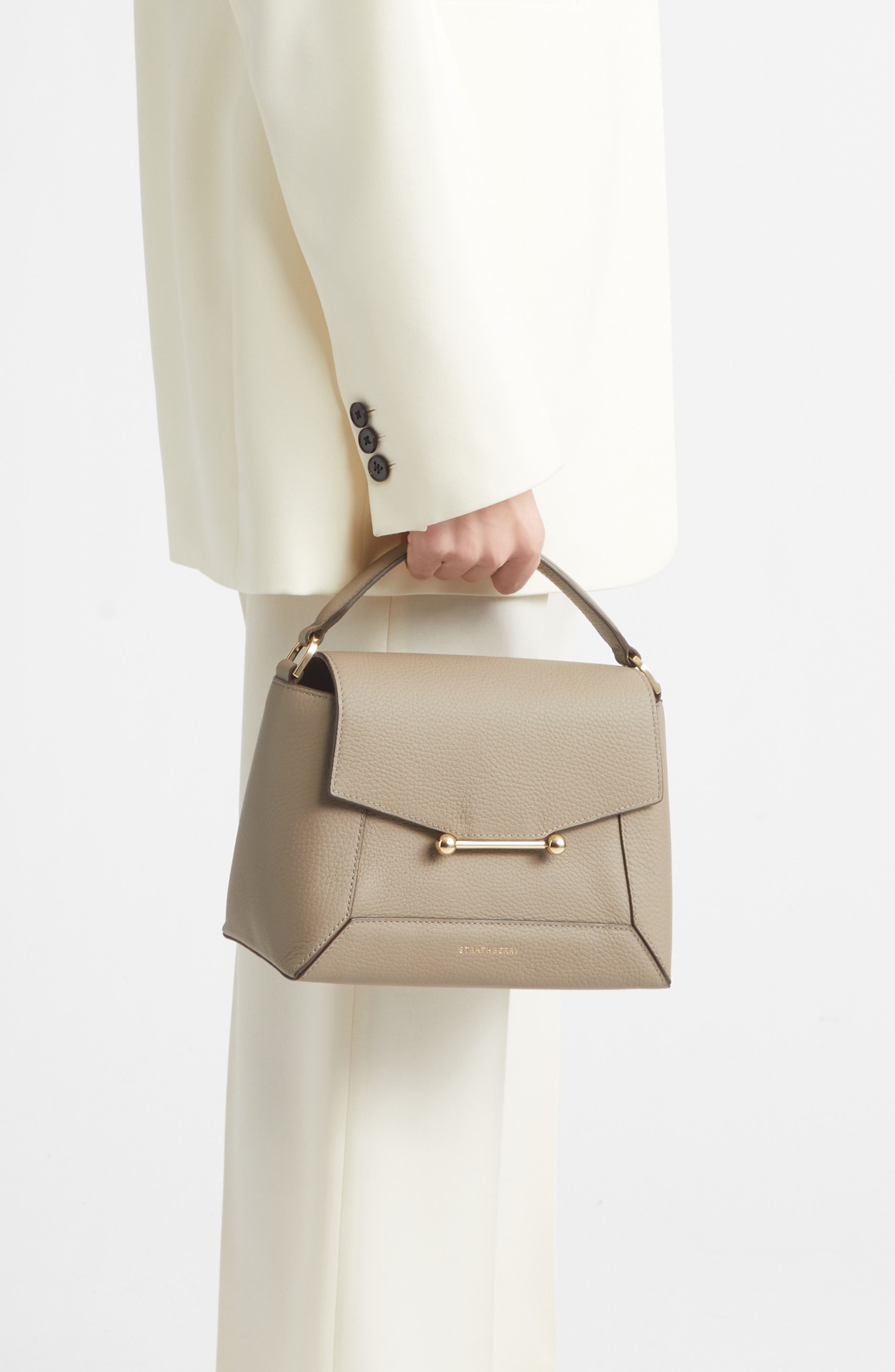 Mosaic Leather Top Handle Bag, Alternate, color, TAUPE