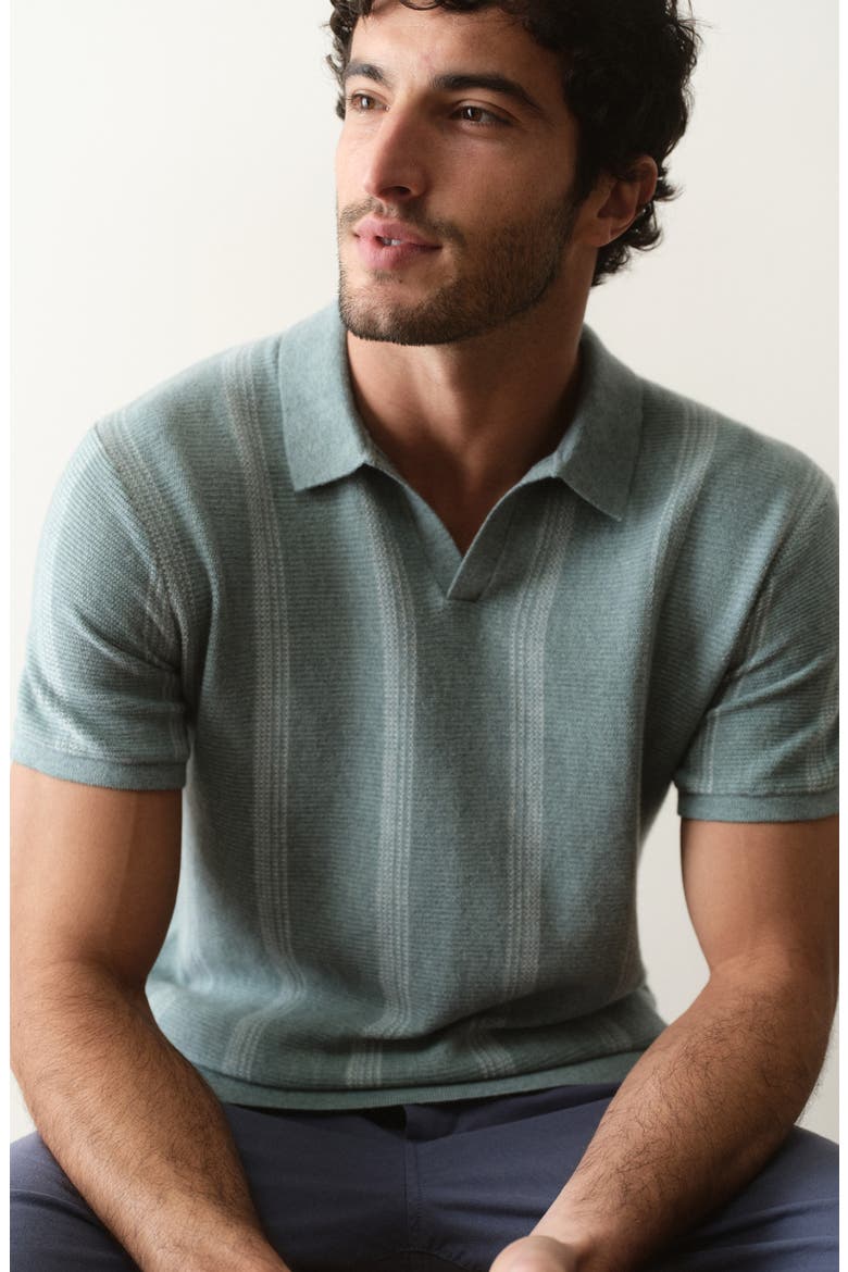 Liam Johnny Collar Polo, Alternate, color, TOPAZ STRIPE