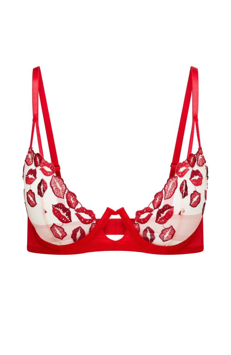 Adore Me Bisou Unlined Plunge Bra, Alternate, color, Dark Red
