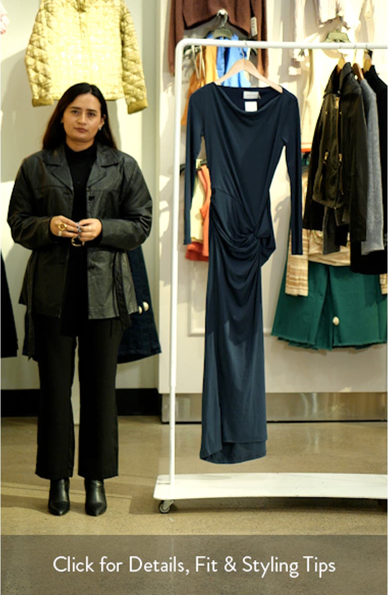 Sarlyn Long Sleeve Crepe Jersey Cocktail Dress, sales video thumbnail