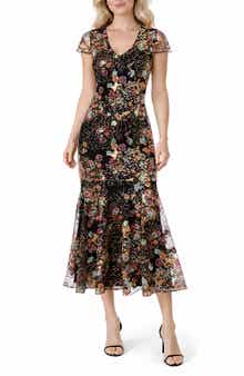 Sequin Floral Midi Dress