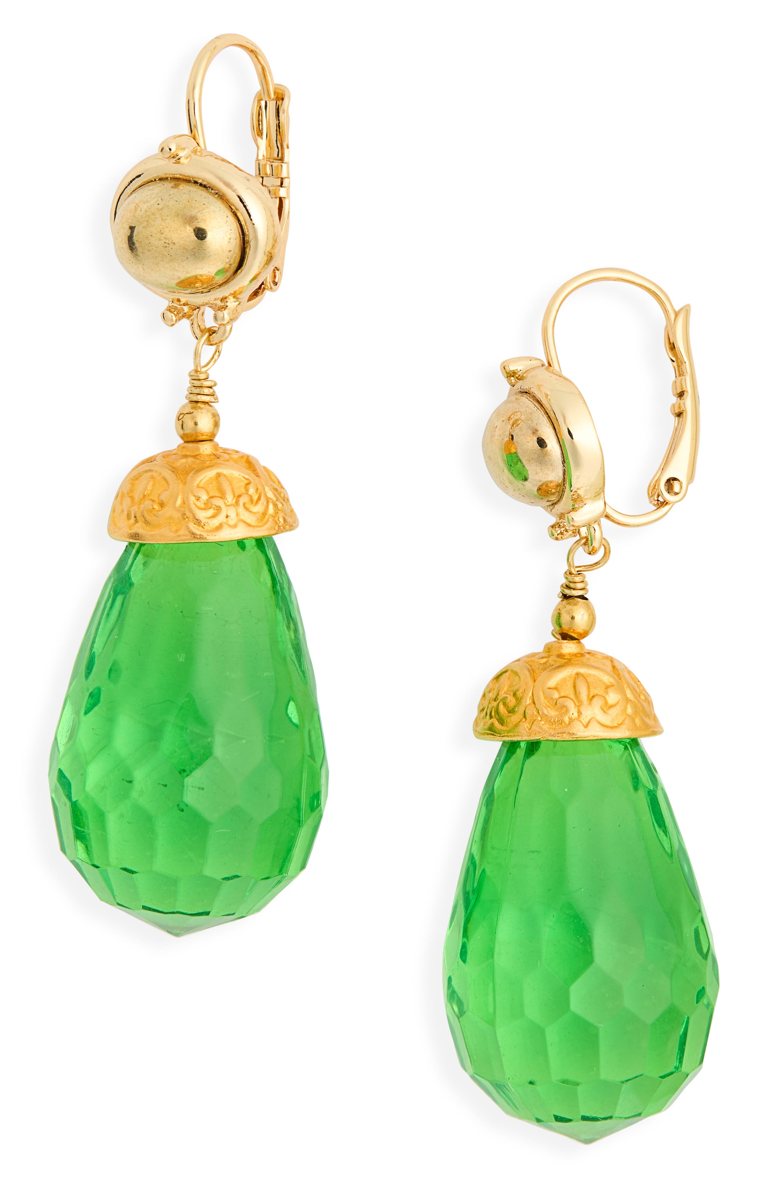 Cabochon Faceted Drop Earrings