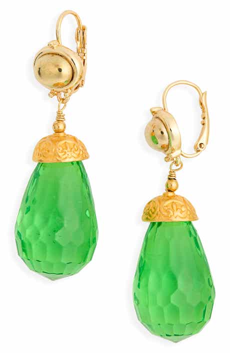 Cabochon Faceted Drop Earrings
