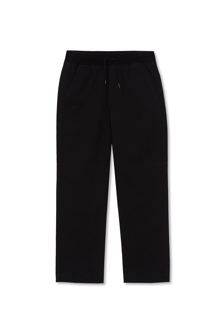 Boys Husky Stretch Soft Rib Waist Iron Knee Pull On Pants, Main, color, Black