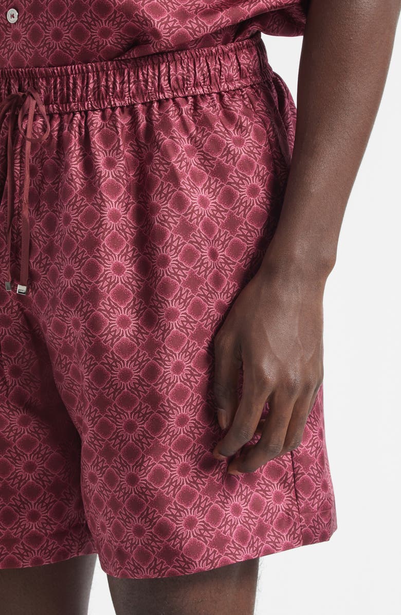 AMIRI MA Quad Silk Bowling Shorts, Alternate, color, Wine