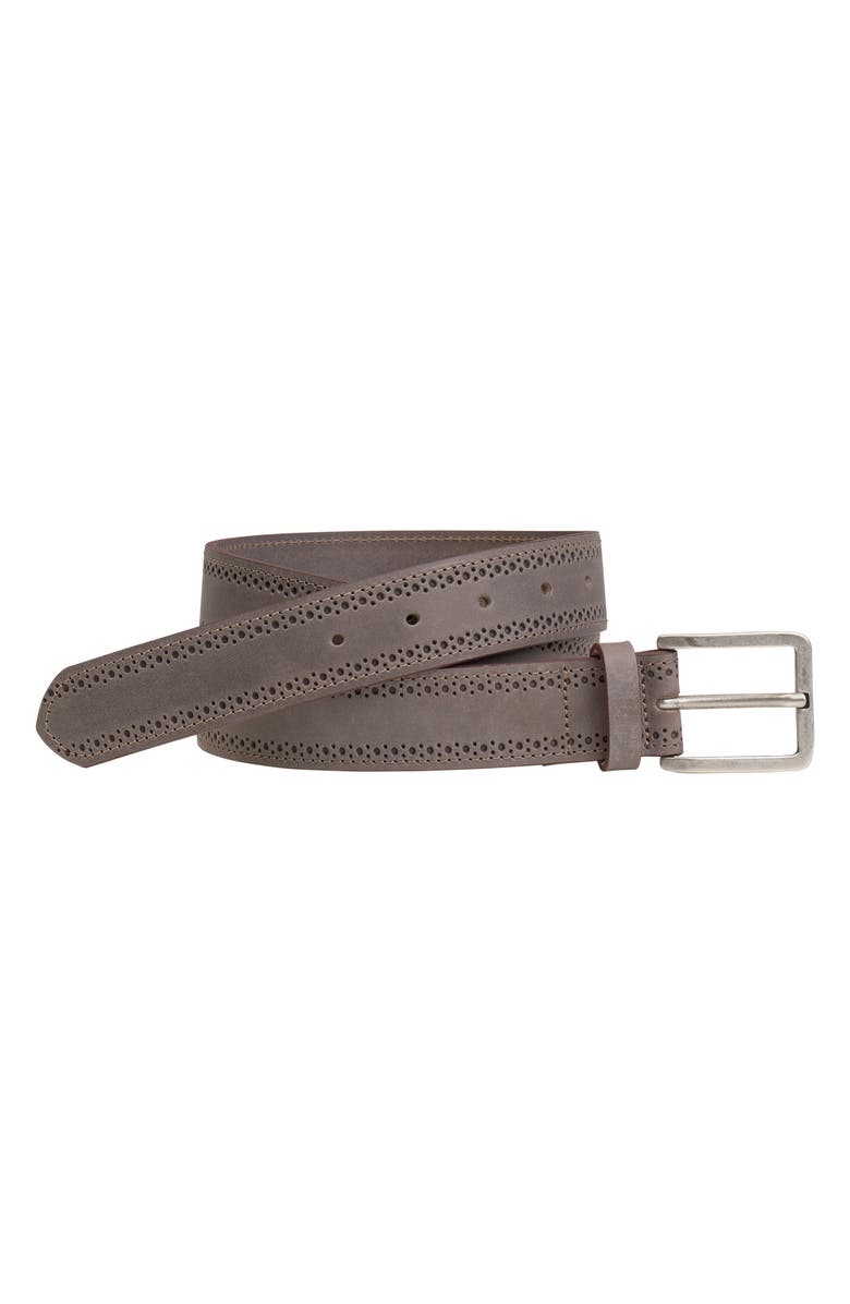 Johnston & Murphy Brogue Leather Belt, Main, color, 