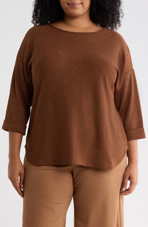 Three-Quarter Sleeve Rib Top