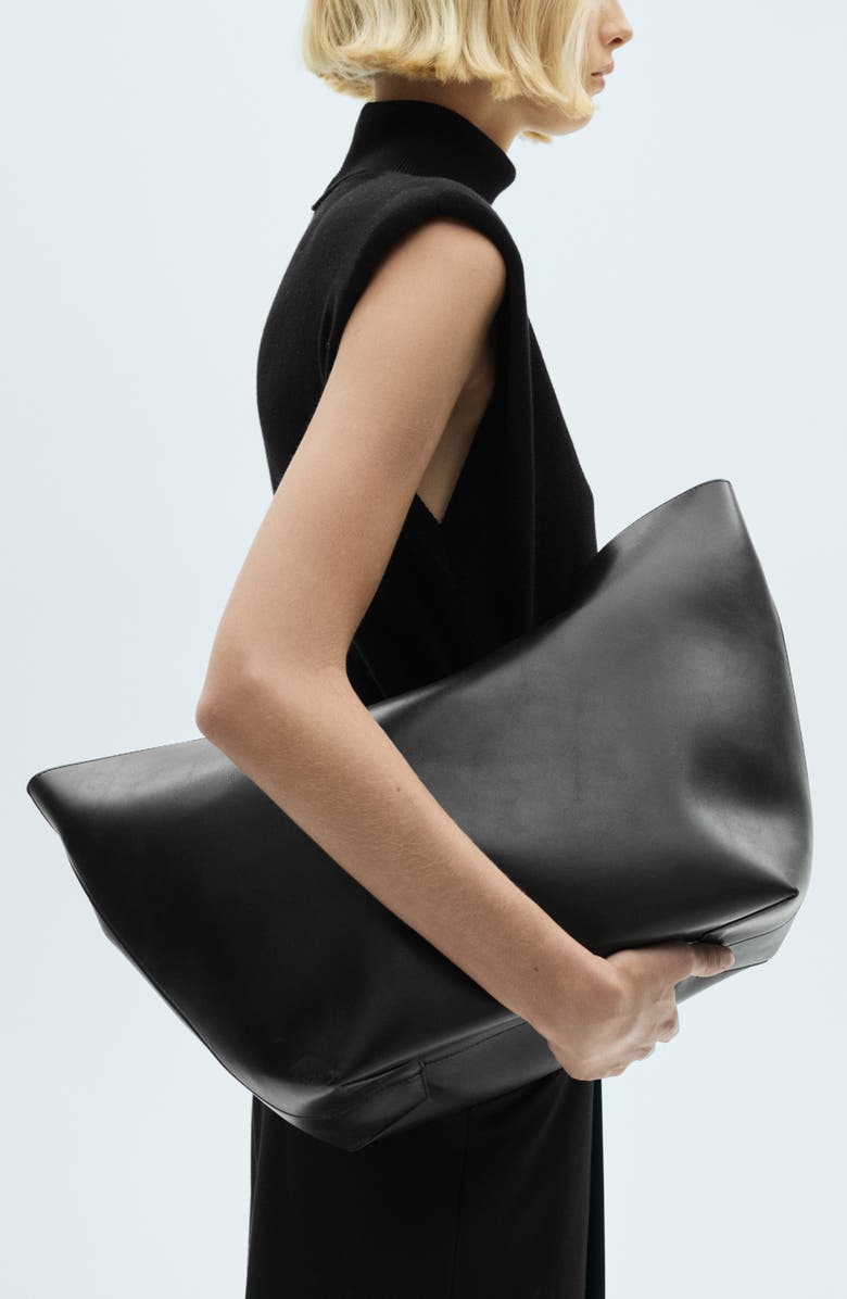 MANGO Shoulder Pad Mock Neck Jumpsuit, Alternate, color, Black