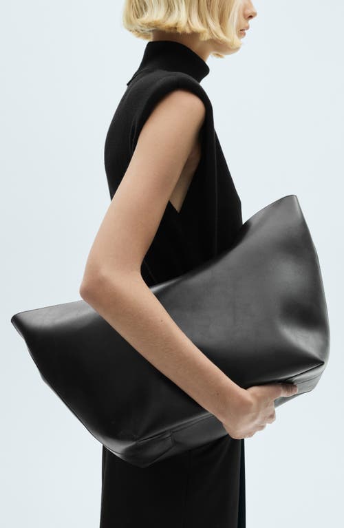 Mango Shoulder Pad Mock Neck Jumpsuit In Black