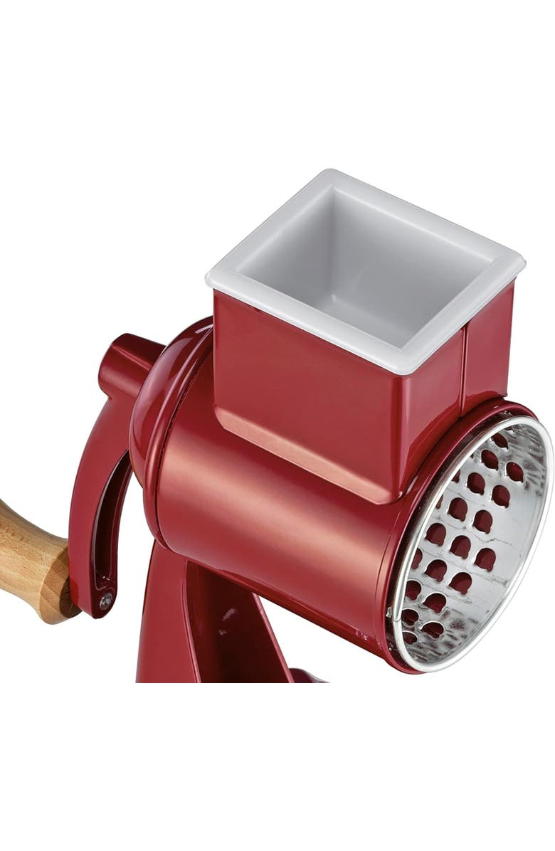 ZASSENHAUS Classic Drum Grater with Suction Base, 2 Grating Drums, Pestle, and Vegetable Cutter, Alternate, color, Red