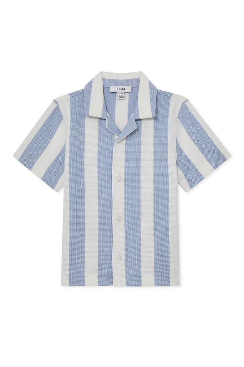 Kids' Dexter Stripe Short Sleeve Camp Shirt, Main, color, PALE BLUE/WHITE