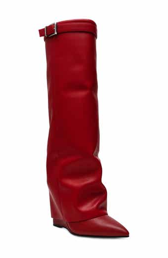 Steve Madden Women s Smith Leather Foldover Knee High Boots