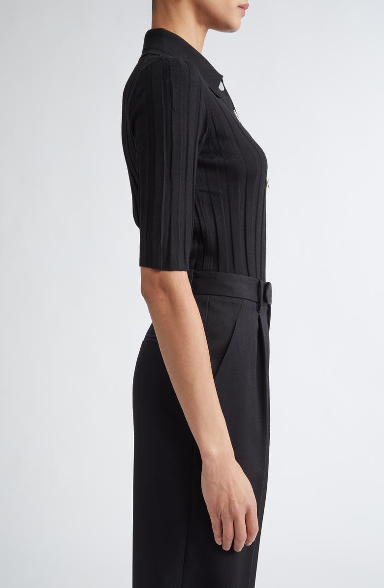 NACKIYÈ Sugarman Rib Merino Wool Polo Sweater, Alternate, color, Noir