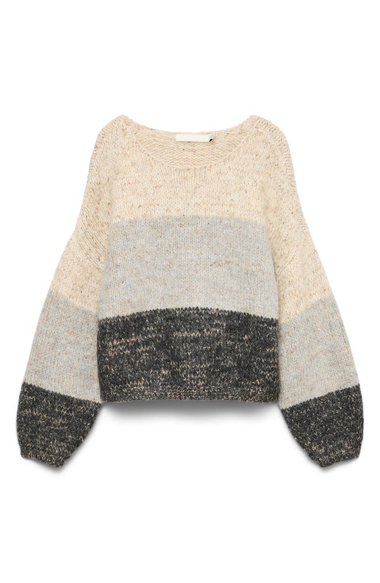 VERO MODA Jenna Colorblock Boatneck Sweater, Alternate, color, Oatmeal Detail W As