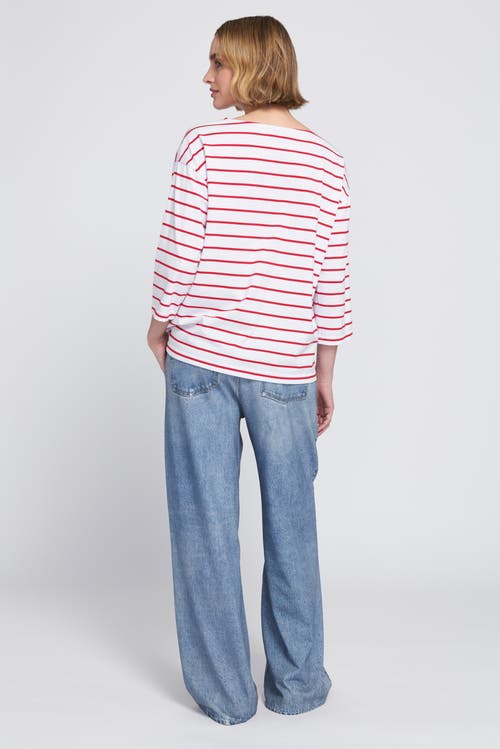 Elle Collection Printed Denim On Lightweight French Terry Wide-leg Pants In Blue