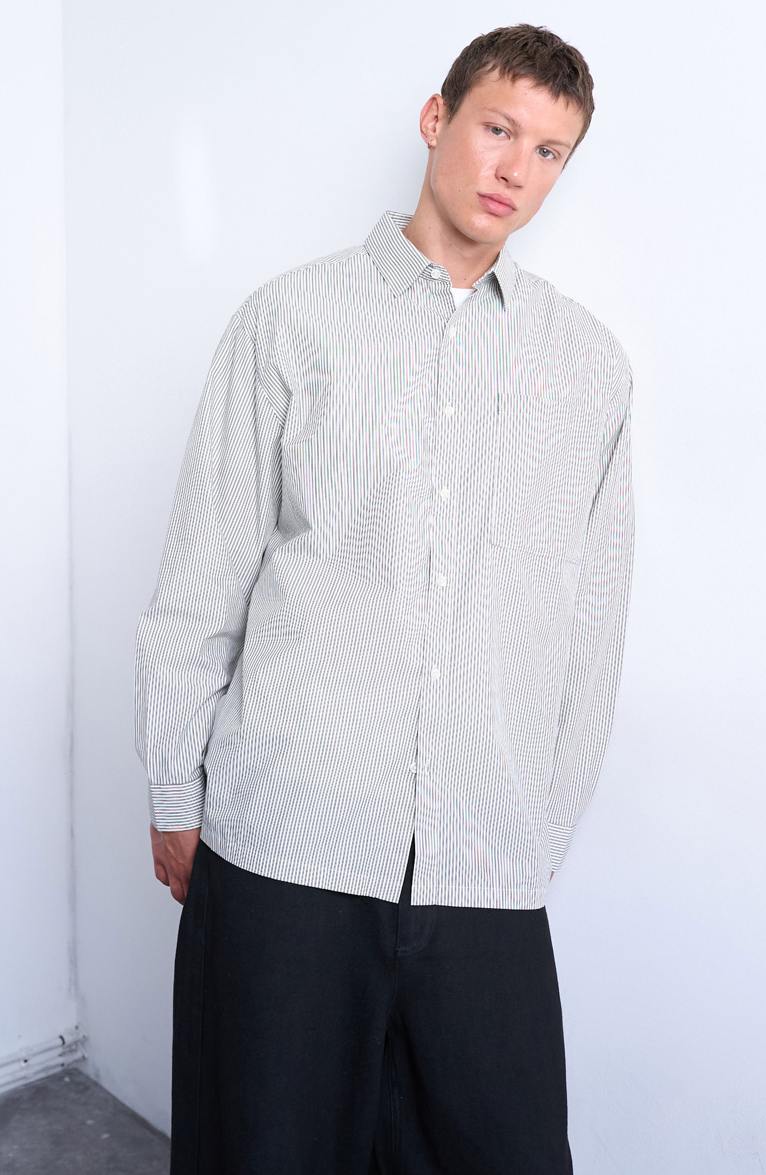 Oversize Stripe Button-Up Shirt (Men) | Nordstrom